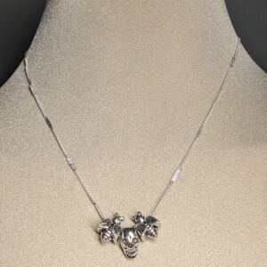 *New* 925 Sterling Chain with Skull and Fly Pendant Choker Necklace